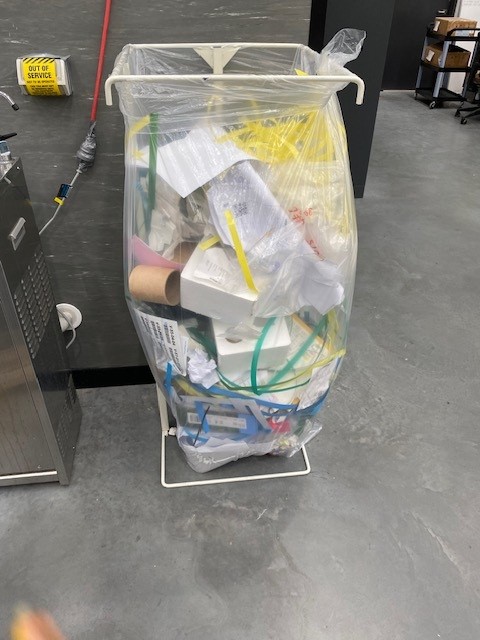 incorrect practice for using pallet wrap bins.